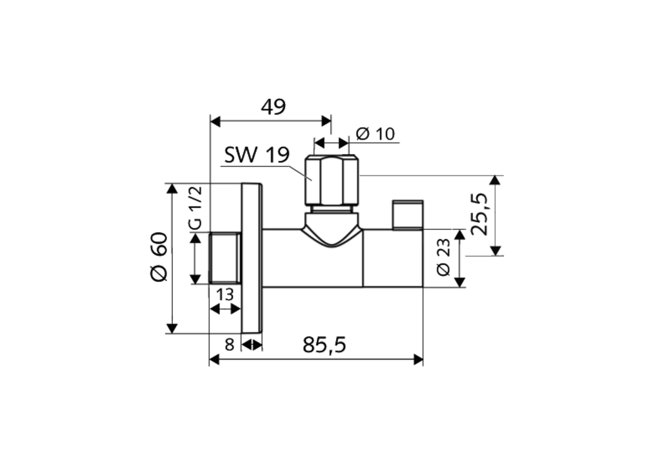 Robinet d'équerre design avec fonction de régulation WING - 053920699 - Schell