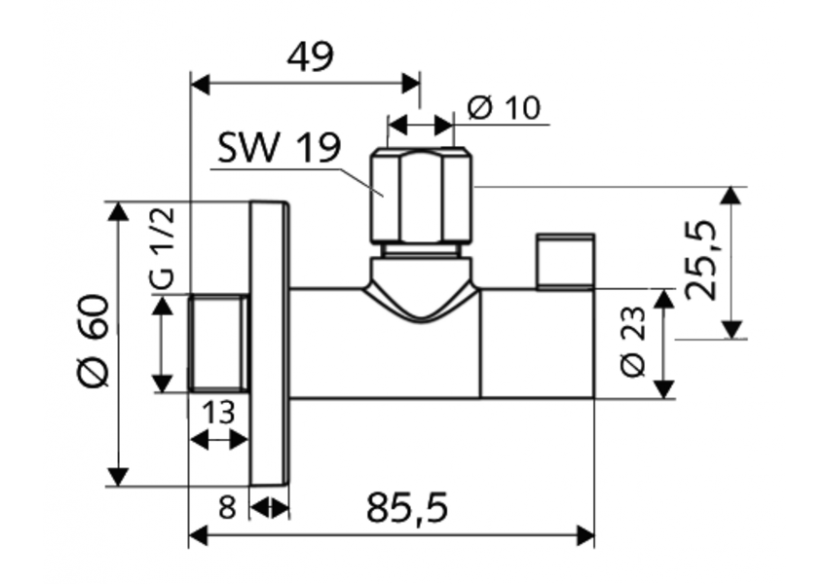 Robinet d'équerre design avec fonction de régulation WING - 053920699 - Schell