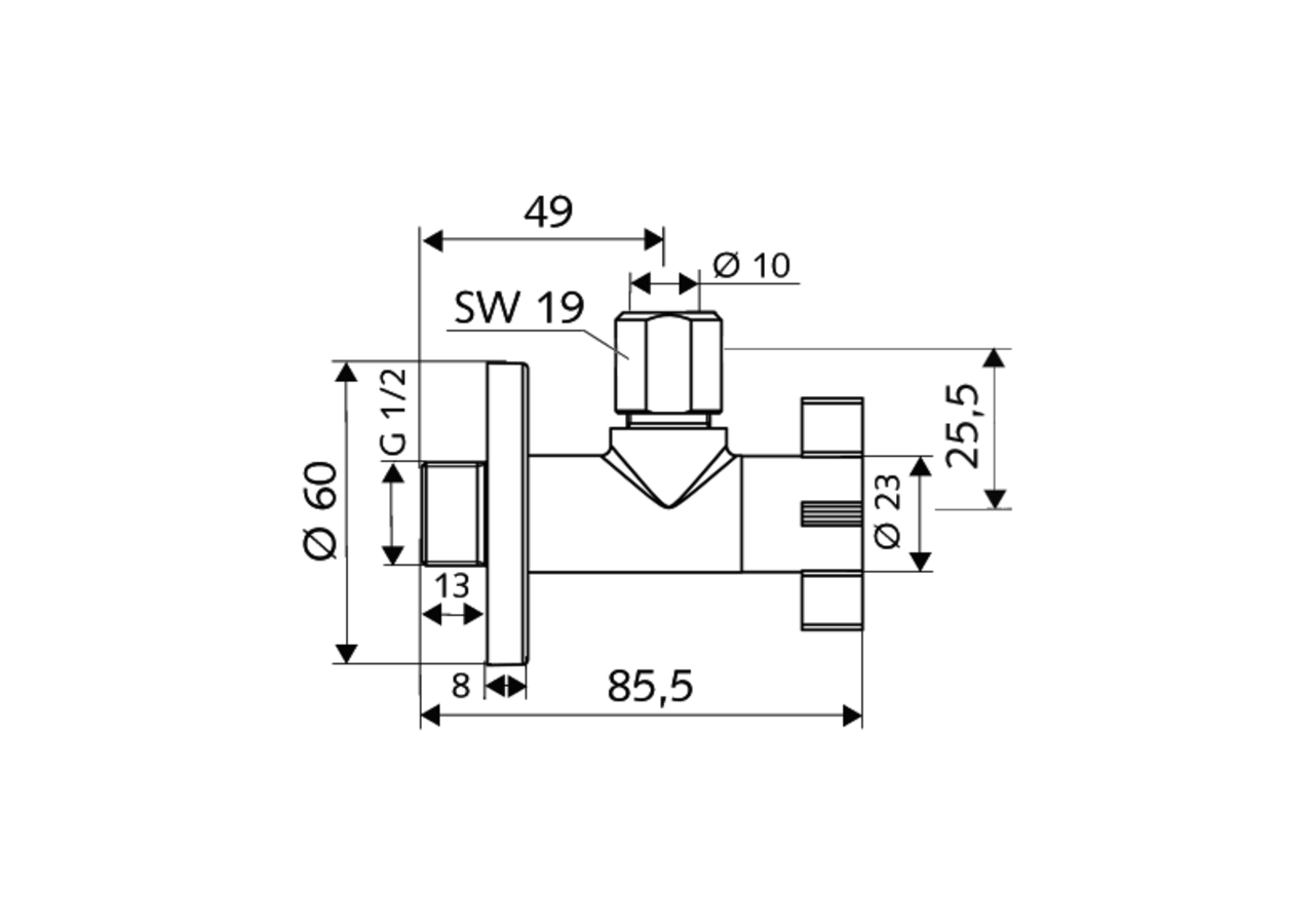 Robinet d'équerre design avec fonction de régulation 4WING - 053930699 - Schell