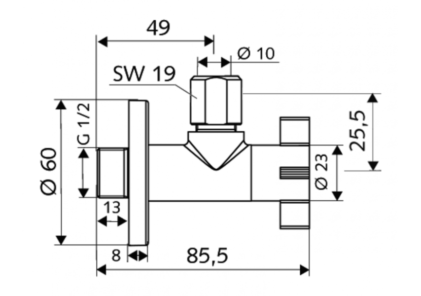 Robinet d'équerre design avec fonction de régulation 4WING - 053930699 - Schell