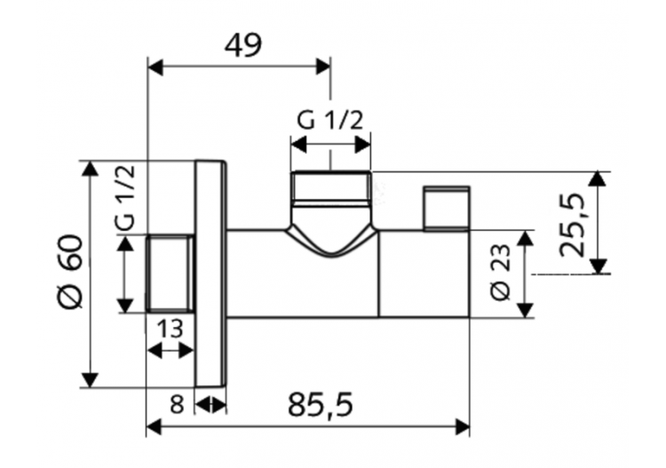 Robinet d'équerre design avec fonction de régulation WING - 053980699 - Schell 2