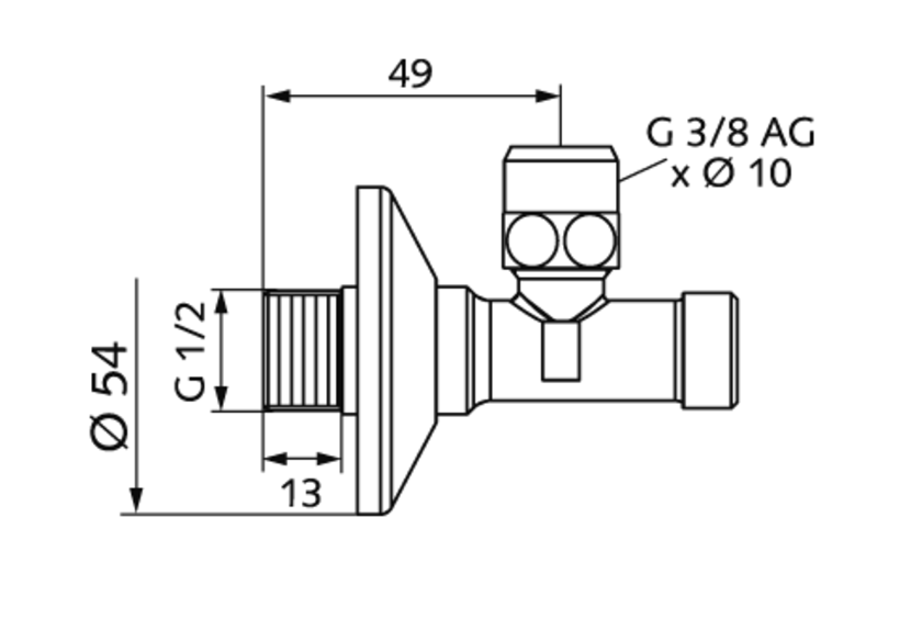 Robinet d'équerre avec fonction de régulation et utilisation sécurisée - 054050699 - Schell