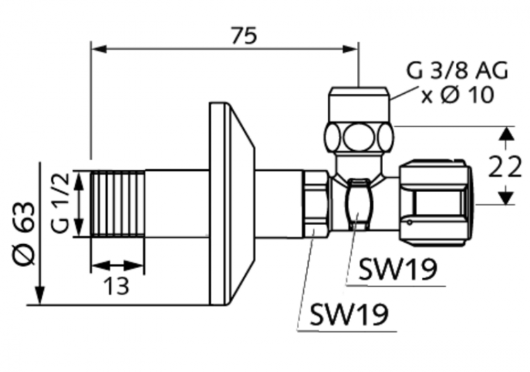 Robinet d'équerre avec fonction de régulation COMFORT - 054070699 - Schell 2