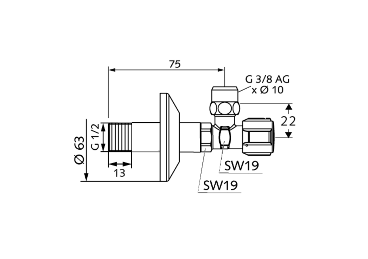 Robinet d'équerre avec fonction de régulation COMFORT - 054070699 - Schell