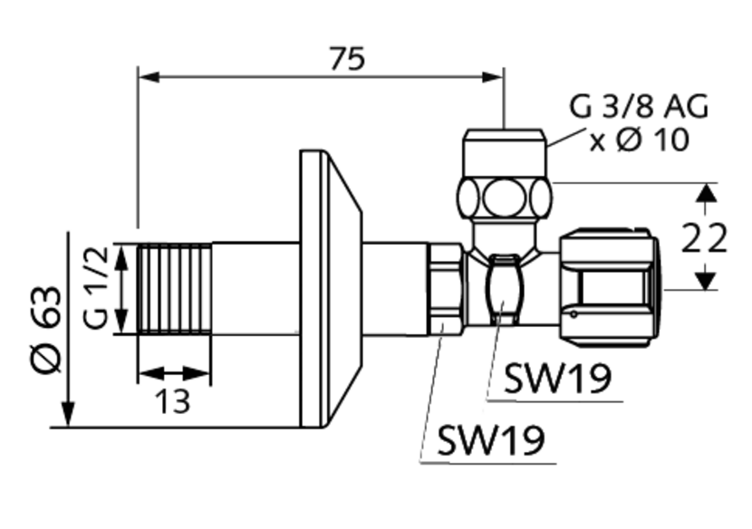Robinet d'équerre avec fonction de régulation COMFORT - 054070699 - Schell