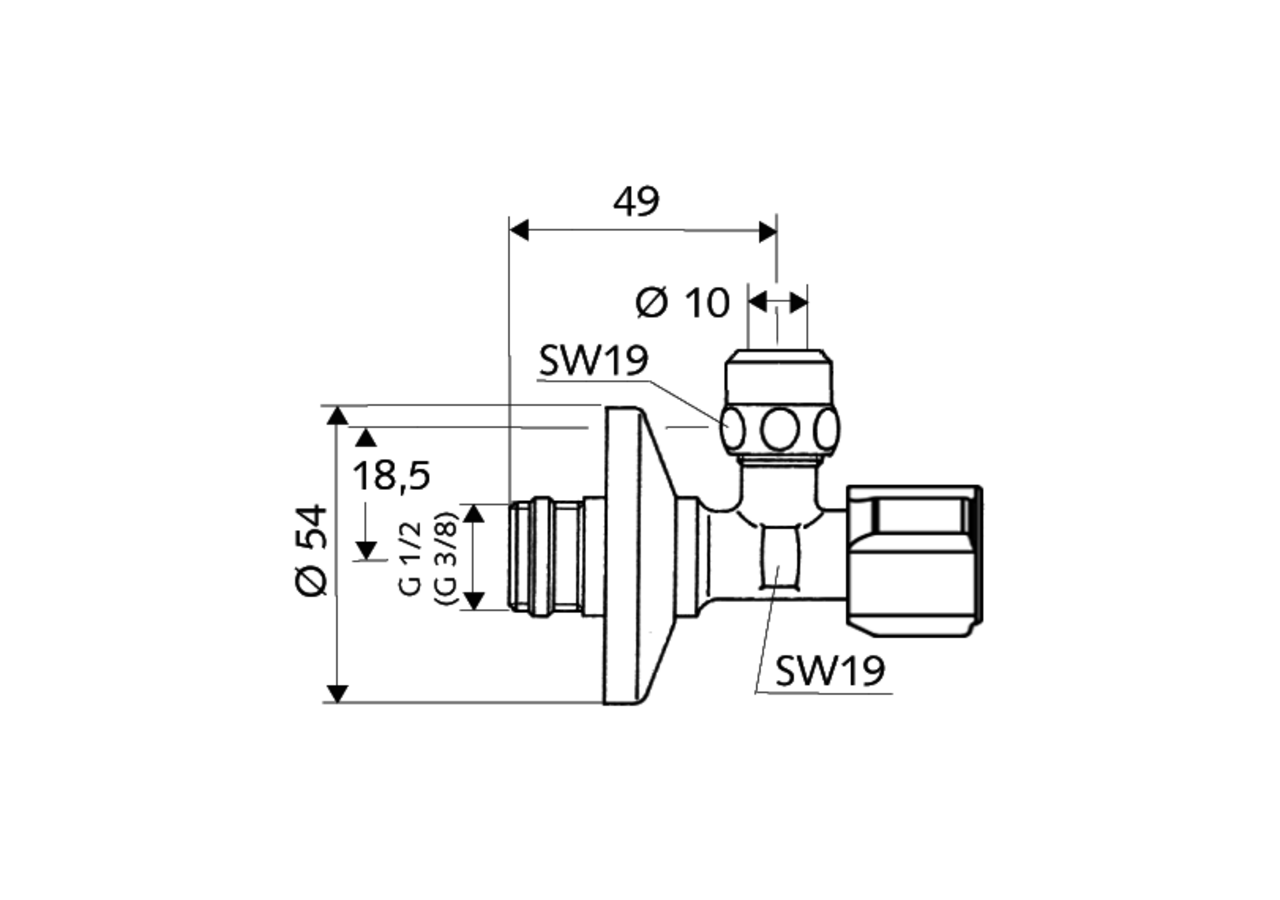Robinet d'équerre avec fonction de régulation et filtre - 054280699 - Schell