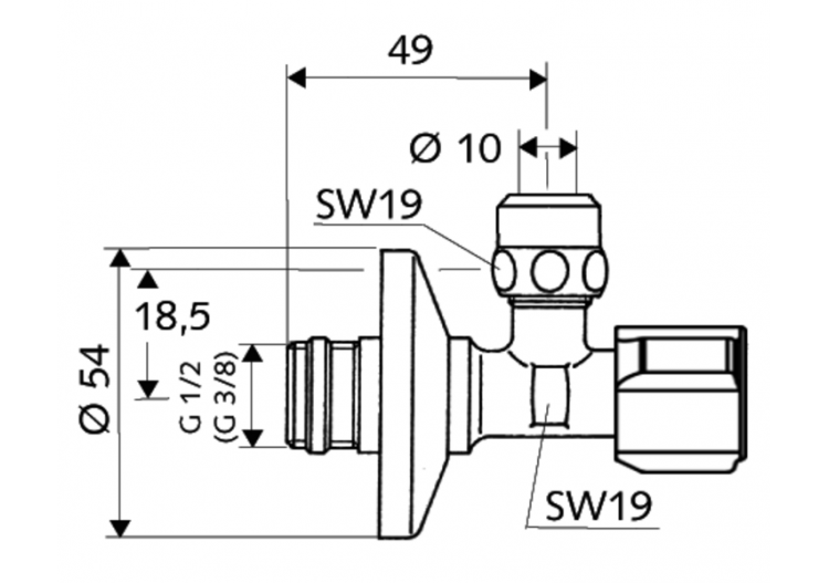 Robinet d'équerre avec fonction de régulation et filtre - 054290699 - Schell 2