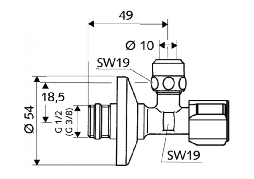 Robinet d'équerre avec fonction de régulation et filtre - 054290699 - Schell