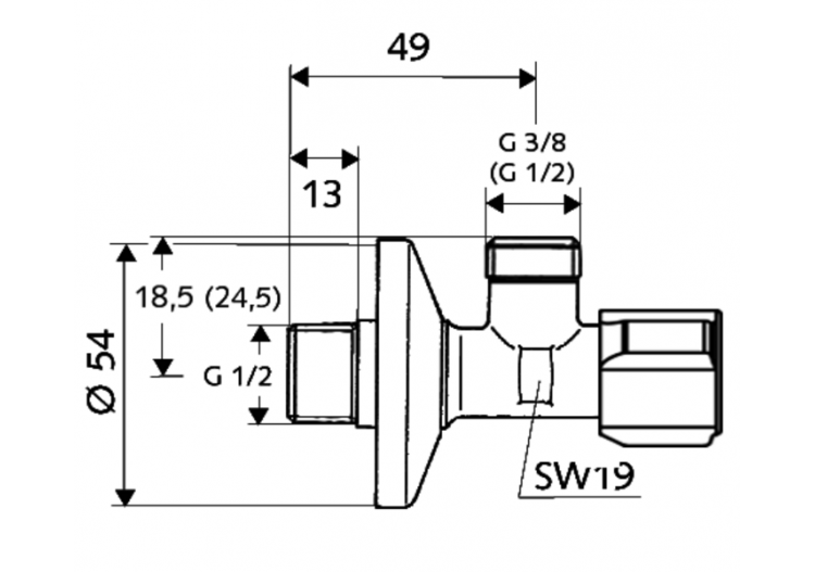 Robinet d'équerre avec fonction de régulation et filtre - 054300699 - Schell 2