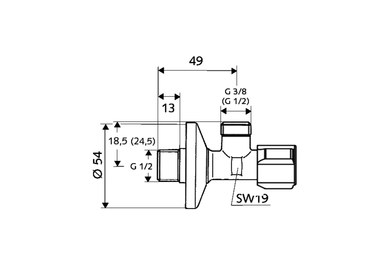 Robinet d'équerre avec fonction de régulation et filtre - 054310699 - Schell