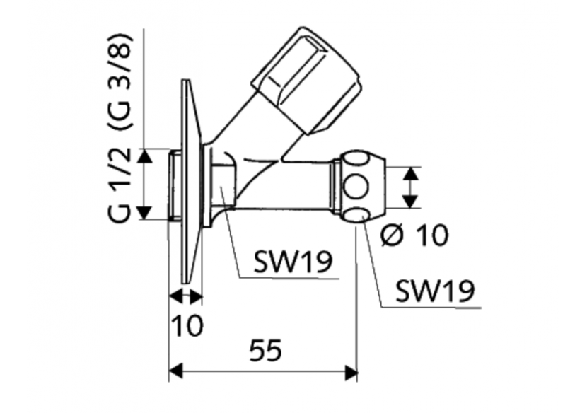 Robinet de service à siège incliné COMFORT - 059000699 - Schell