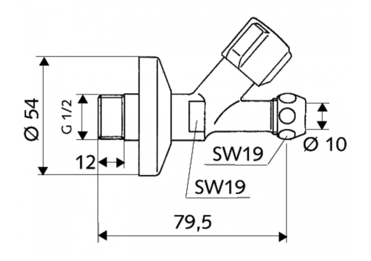 Robinet de service à siège incliné COMFORT - 059030699 - Schell 2