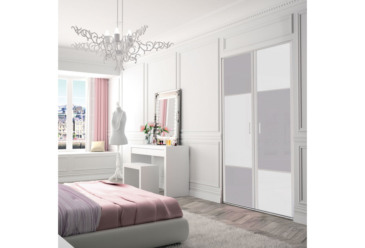 Candy : Façade de placard pivotante 2 portes verre laqué