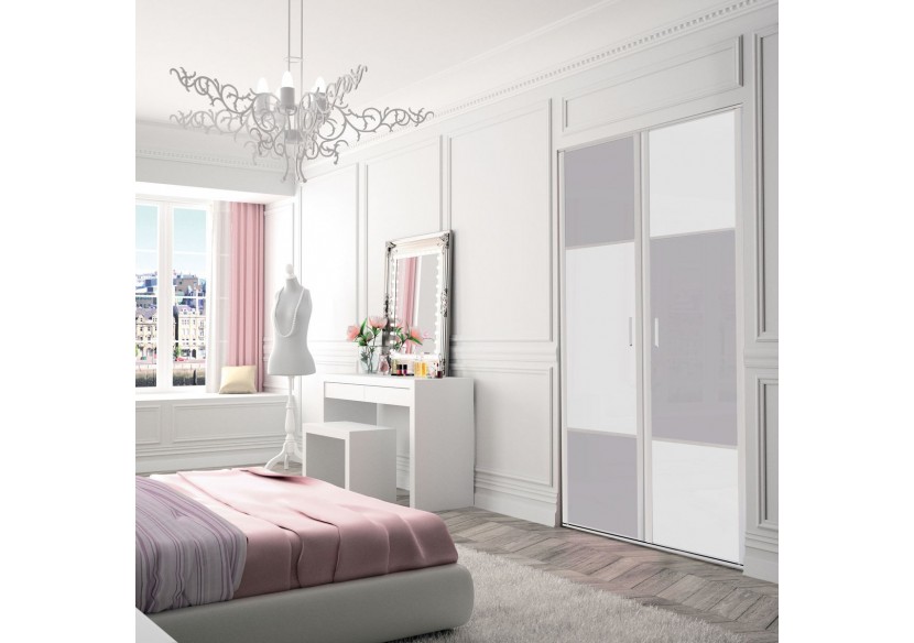 Candy : Façade de placard pivotante 2 portes verre laqué