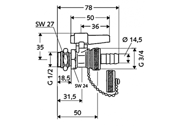 Robinet de remplissage et de vidange à boisseau sphérique avec manette - 139940099 - Schell 2