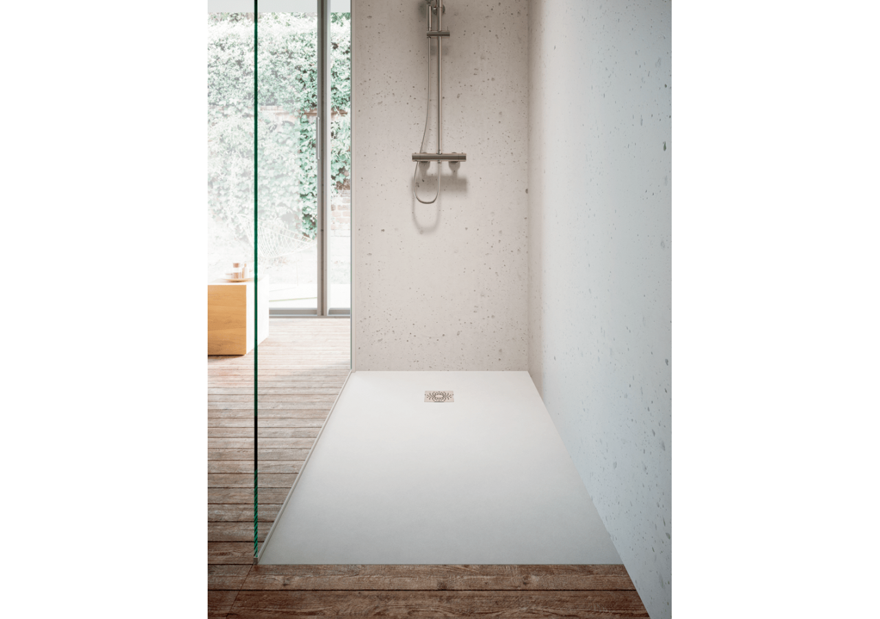 Receveur en pierre de synthèse V-Stone 80x80 Carré Pierre Blanc - 59920081000 - Vitra