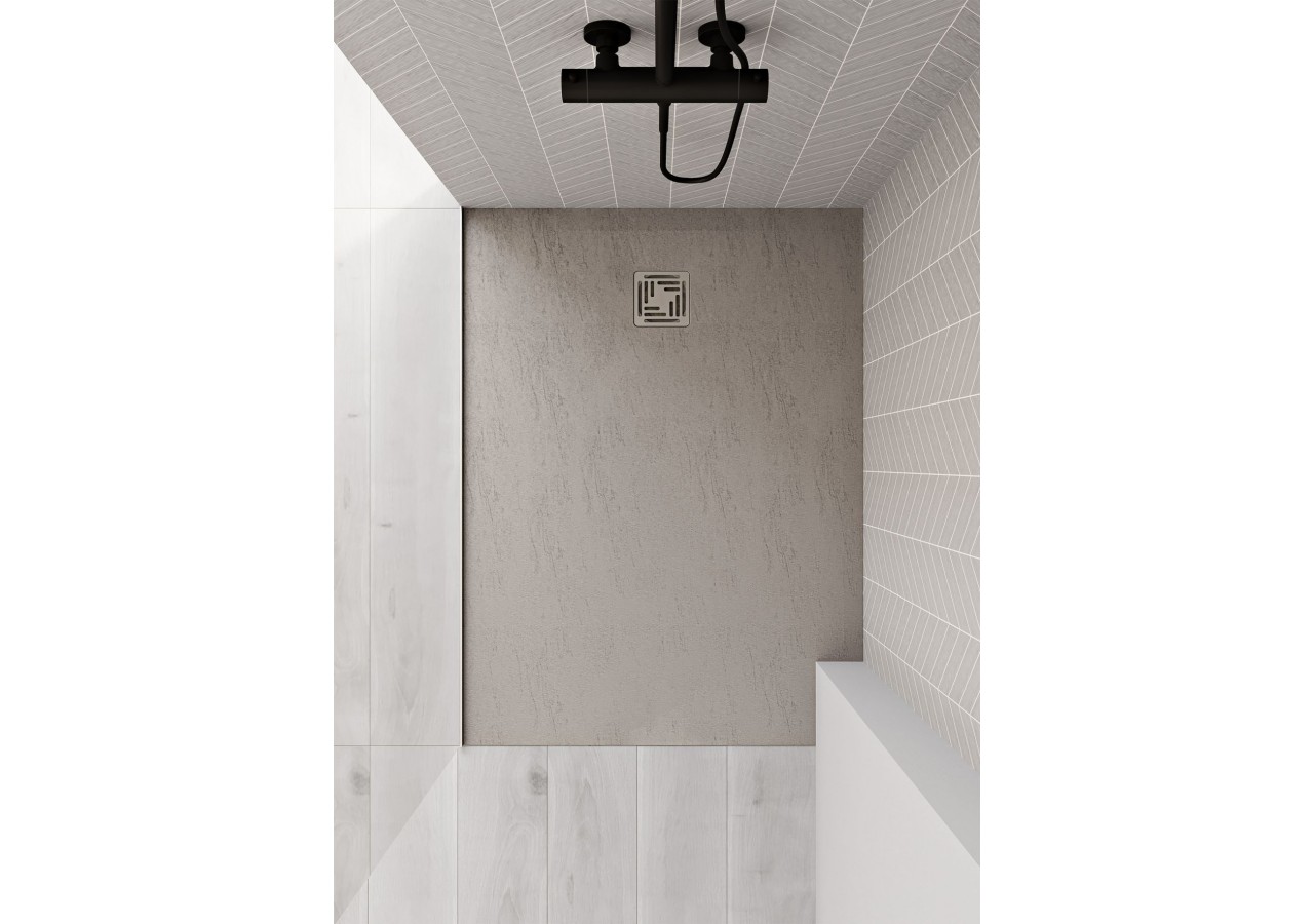 Receveur en pierre de synthèse V-Stone 90x90 Carré Pierre Taupe - 59920088000 - Vitra