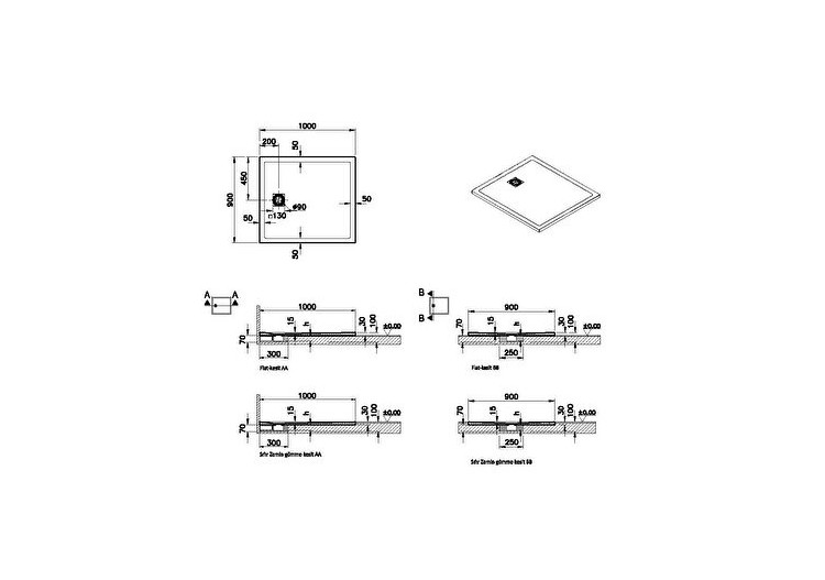 Receveur en pierre de synthèse V-Stone 100x090 Pierre Noir - 59920091000 - Vitra 2