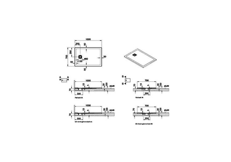 Receveur en pierre de synthèse V-Stone 100x070 Pierre Noir - 59920095000 - Vitra