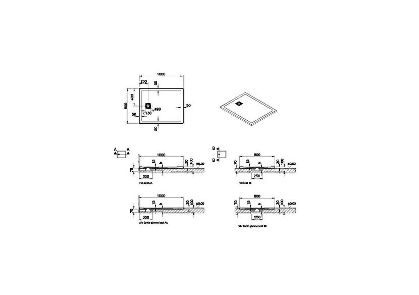 Receveur en pierre de synthèse V-Stone 100x80 Rect. Pierre Taupe - 59920100000 - Vitra