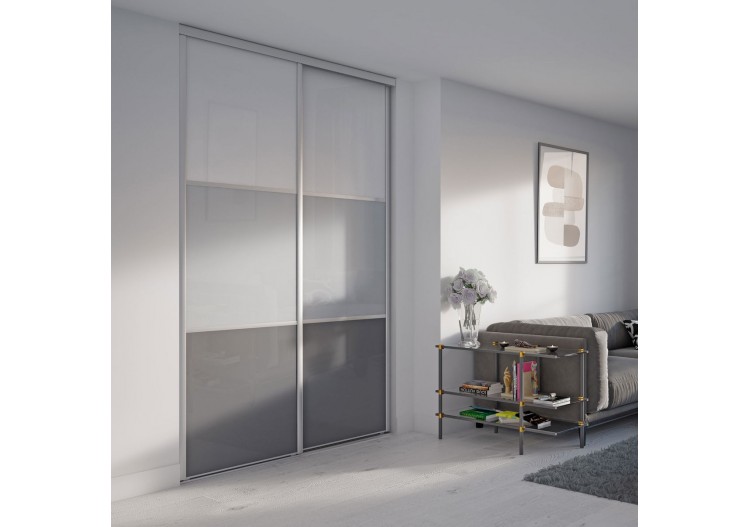 Façade de placard 2 portes coulissante Alouette laqué - Kazed : Confort'Mat 2