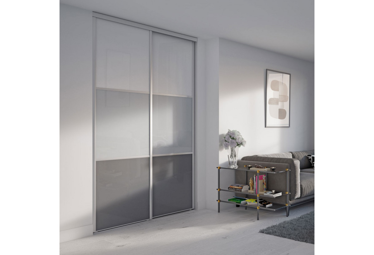 Façade de placard 2 portes coulissante Alouette laqué - Kazed : Confort'Mat