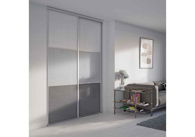 Façade de placard 2 portes coulissante Alouette laqué - Kazed : Confort'Mat