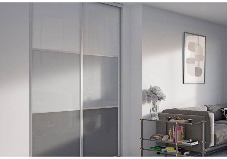 Façade de placard 2 portes coulissante Alouette laqué - Kazed : Confort'Mat