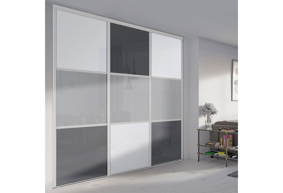 Façade de placard 3 portes coulissante Alouette laqué - Kazed : Confort'Mat