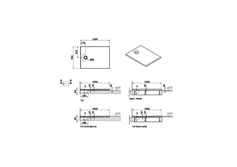 Leaf 100x75 Rect. Blanc ultra brillant Classe A PN12 - 65150001000 - Vitra