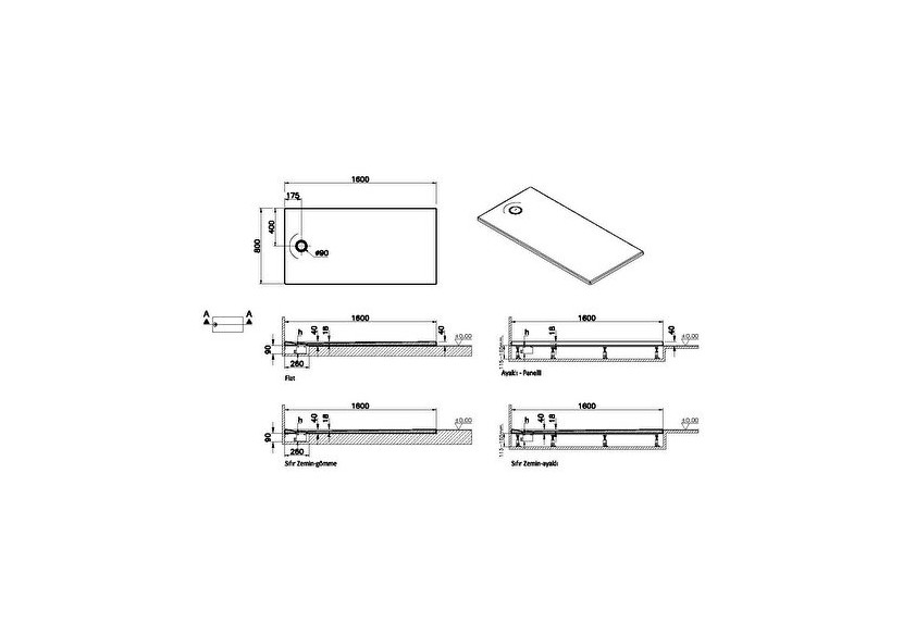 Leaf 160x80 Rect. Blanc ultra brillant Classe A PN12 - 65240001000 - Vitra