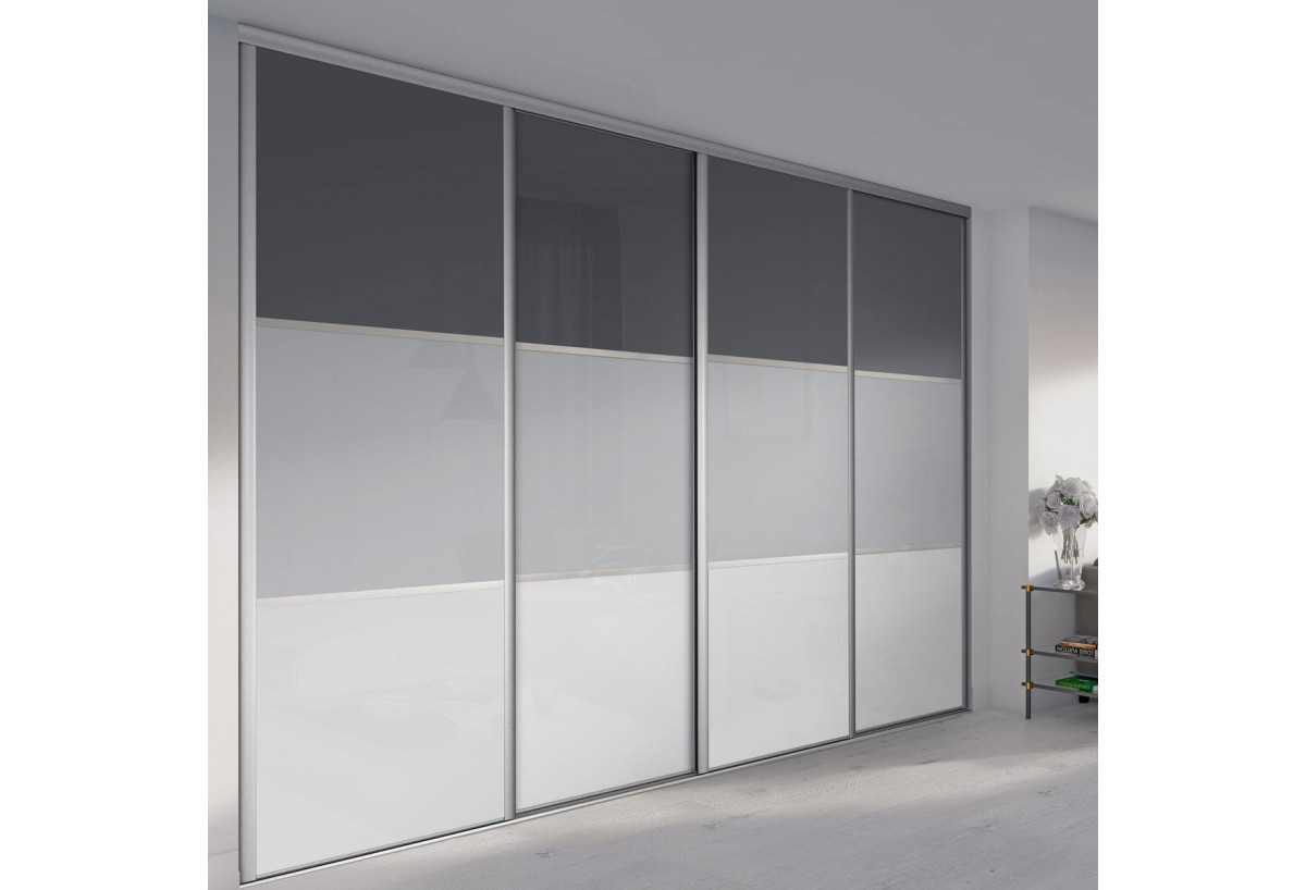 Façade de placard 4 portes coulissante Alouette laqué - Kazed : Confort'Mat