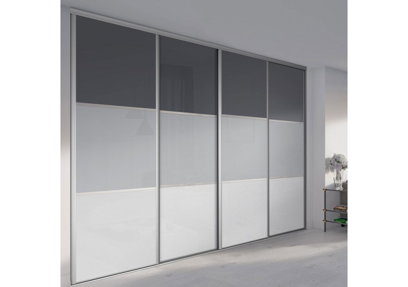 Façade de placard 4 portes coulissante Alouette laqué - Kazed : Confort'Mat