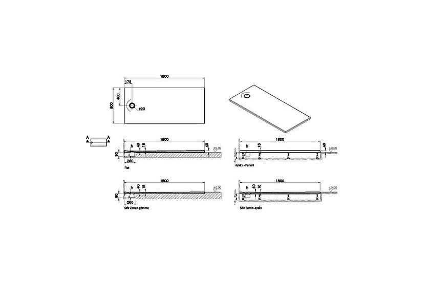 Leaf 180x80 Rect. Blanc ultra brillant Classe A PN12 - 65260001000 - Vitra