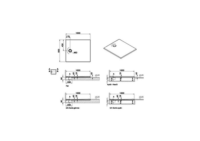 Leaf 100x90 Rect. Blanc ultra brillant Classe A PN12 - 65270001000 - Vitra