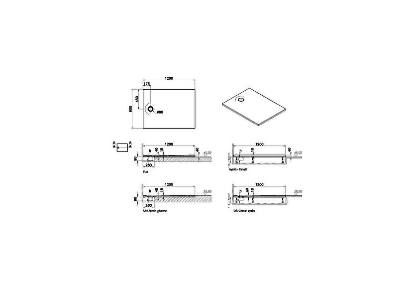 Leaf 120x90 Rect. Blanc ultra brillant Classe A PN12 - 65280001000 - Vitra
