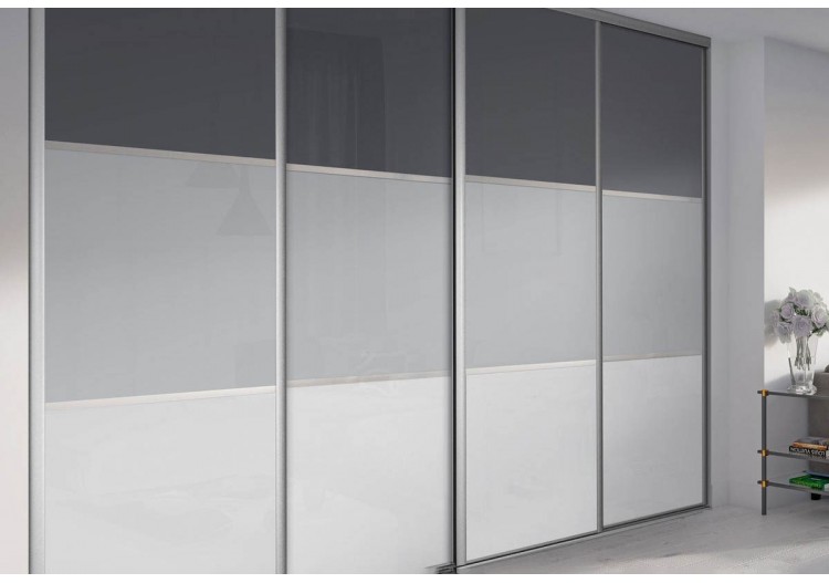 Façade de placard 4 portes coulissante Alouette laqué - Kazed : Confort'Mat