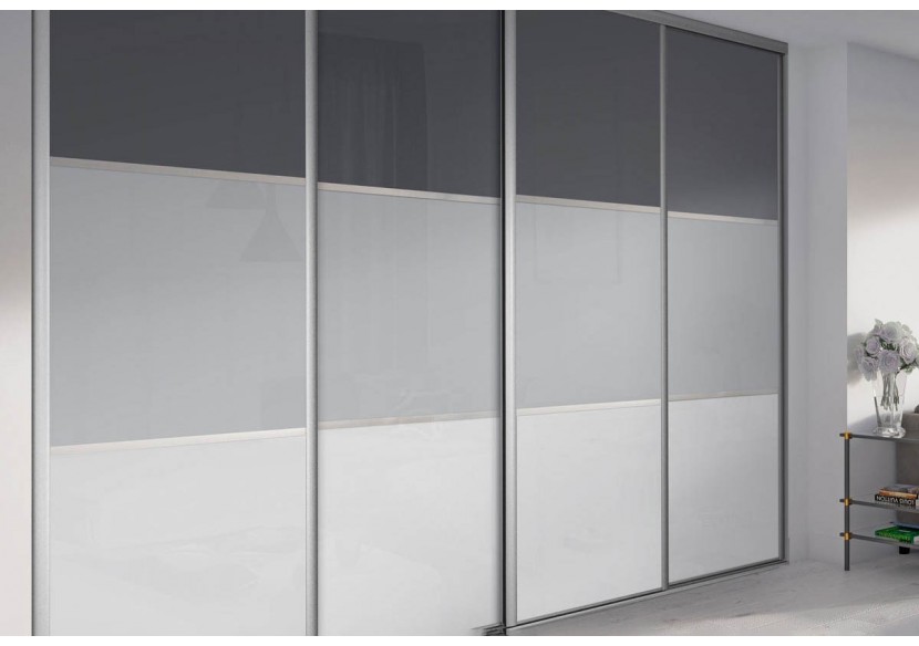 Façade de placard 4 portes coulissante Alouette laqué - Kazed : Confort'Mat