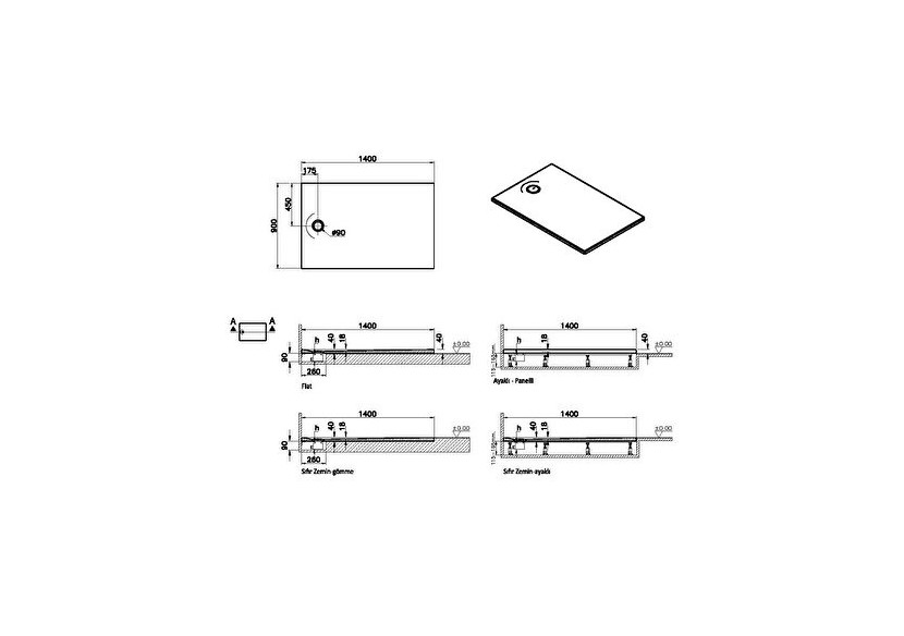 Leaf 140x90 Rect. Blanc ultra brillant Classe A PN12 - 65290001000 - Vitra