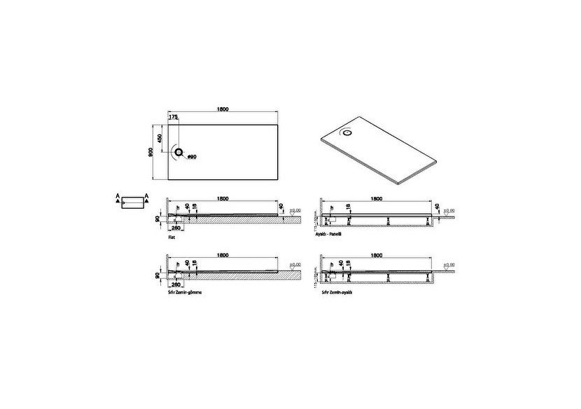 Leaf 180x90 Rect. Blanc ultra brillant Classe A PN12 - 65330001000 - Vitra