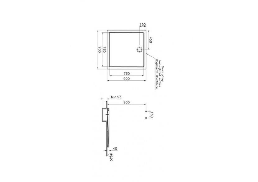 Cascade receveur ultra plat en céramique, 90cm, carré, blanc haute brillance - 5762L003M0578 - Vitra