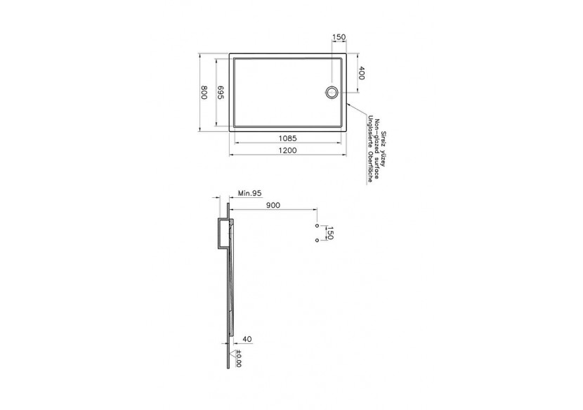 Cascade receveur ultra plat en céramique, 120x80cm, blanc haute brillance - 5764L003M0695 - Vitra