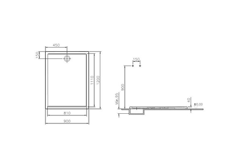Cascade receveur ultra plat en céramique, 120x90cm, blanc haute brillance - 5765L003M0695 - Vitra
