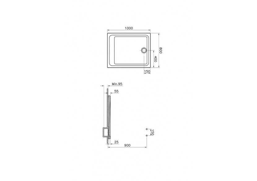 Arkitekt receveur à encastrer ou à poser extra plat,100 x 80cm - 5808L003M0578 - Vitra