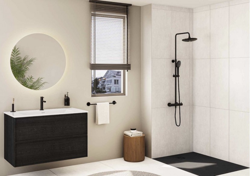 Receveur en pierre de synthèse V-Stone 090x090 Pierre Noir - 59920087000 - Vitra