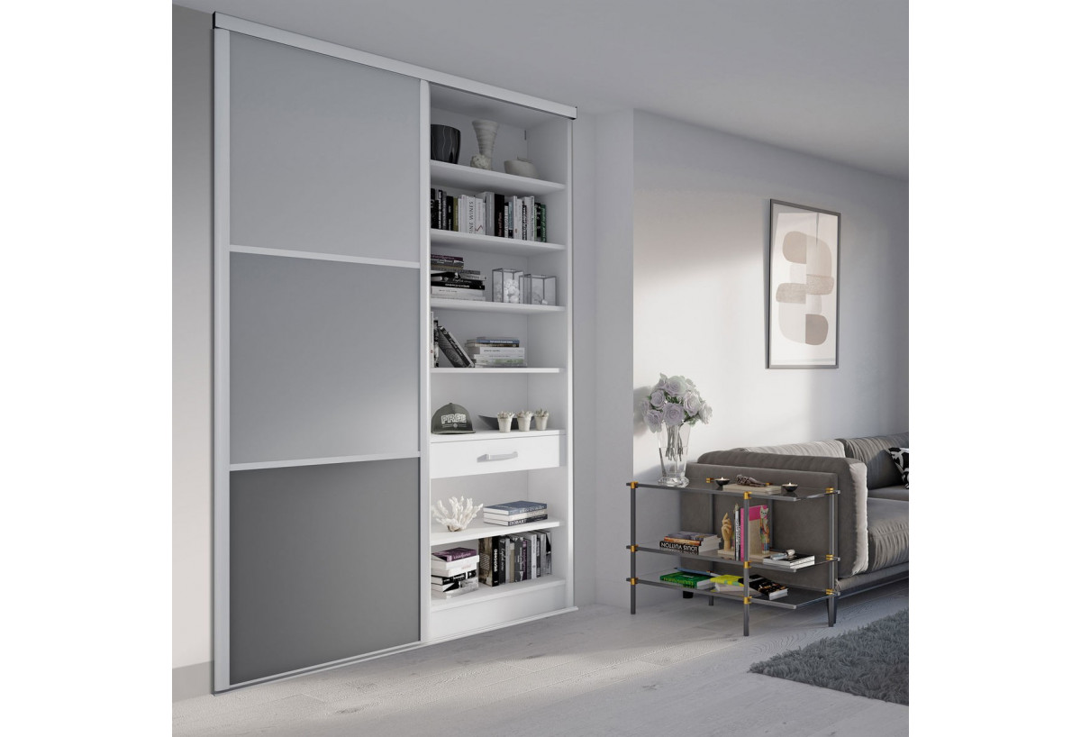 Façade de placard 1 portes coulissante Alouette - Kazed : Confort'Mat