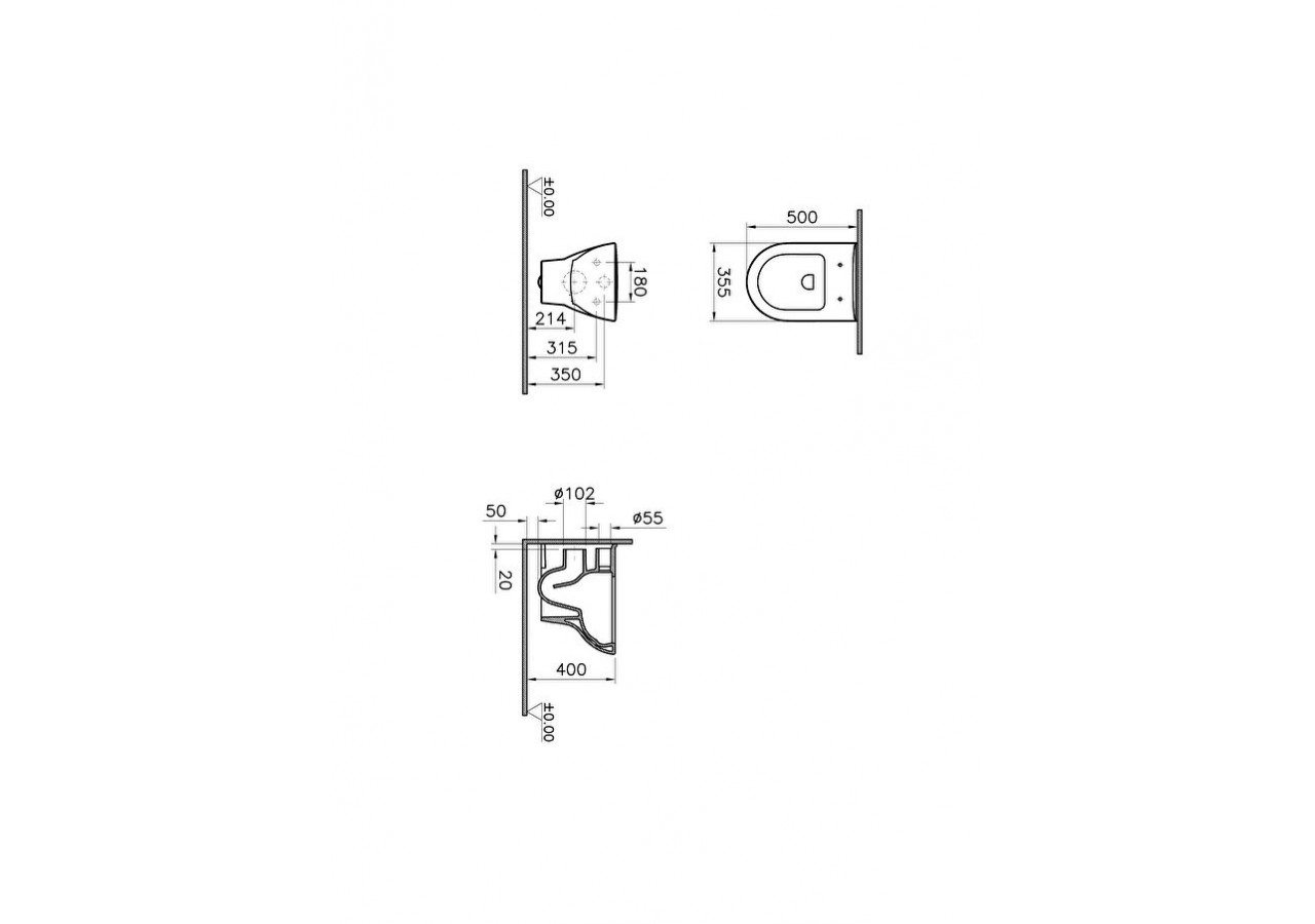 Zentrum Pack WC susp. VitrA Flush 2.0, 50 cm, fermeture douce - 5795B003-6077 - Vitra