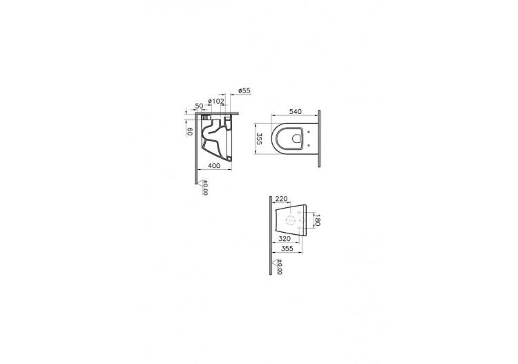 Integra WC suspendu, 54 cm, avec bride, fixation V-Fit 2.0 - 7060L003-0075 - Vitra 2