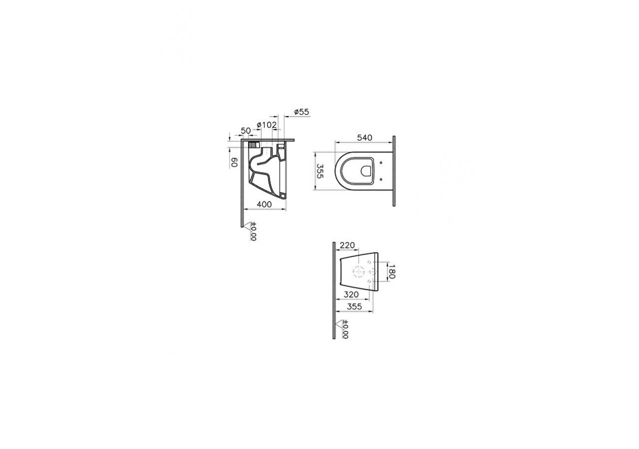 Integra WC suspendu, 54 cm, avec bride, fixation V-Fit 2.0 - 7060L003-0075 - Vitra