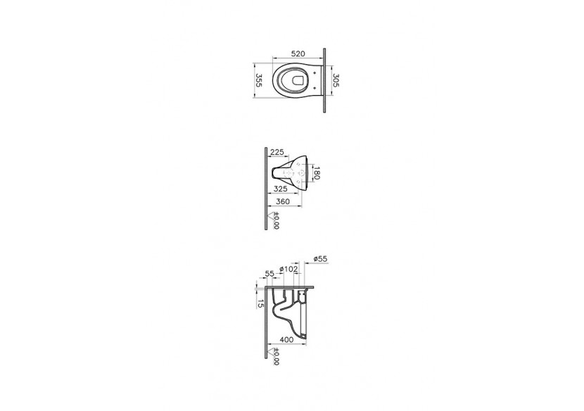 S20 WC suspendu, avec bride 52 cm, - 7641L003-0075 - Vitra